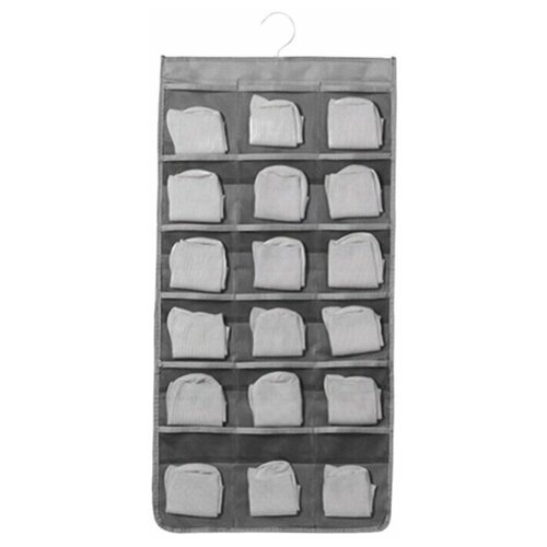 фото Органайзер подвесной 24 кармана, двусторонний, 80х40 см. нетканый материал. серый nesh