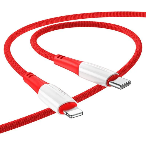 Кабель Hoco X70, Lightning - Type-C, PD 20 Вт, 2.4 А, 1 м, нейлоновая оплетка, красный 20w pd usb cable for iphone 13 12 mini 12 11 pro max new se xr xs 3a fast usb type c to 8pin data cable for iphone charger cable