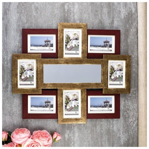 фото Фоторамка 8 в 1 404-1134/404-1116-7 5sb-4sг (для фото 10х15 см) + 10*30 (зеркало) микс 1303546 сима-ленд