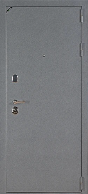 Входная дверь МЕТ/МДФ Дрезден,860x2050мм,Серый букле/Винил белый. Левая. - фотография № 1