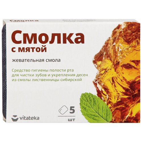 Жевательная резинка Vitateka Смолка с мятой, 0.8 г, 5 шт.