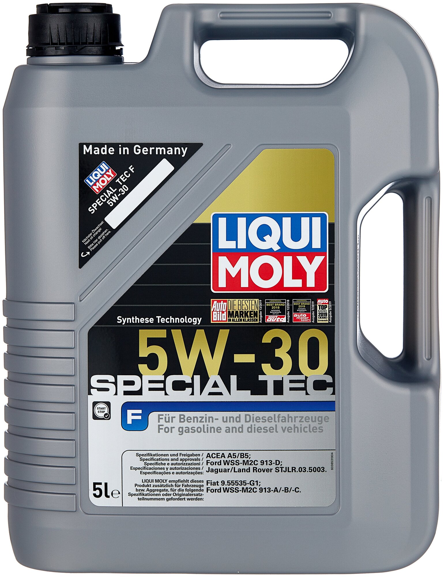 Моторное масло LIQUI MOLY Special Tec F 5W30 синтетическое (Ford) 5л