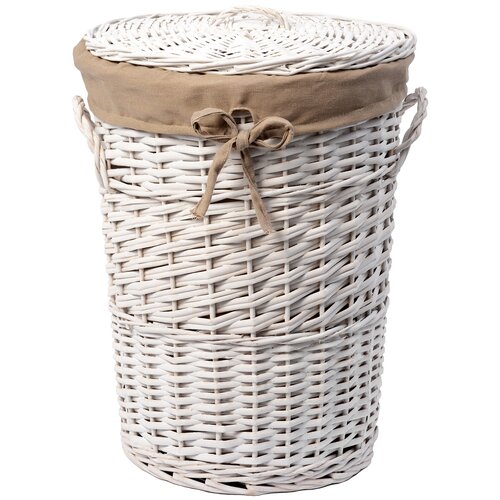 фото Плетеная корзина для белья с крышкой wasserkraft aller белый wb-106-s