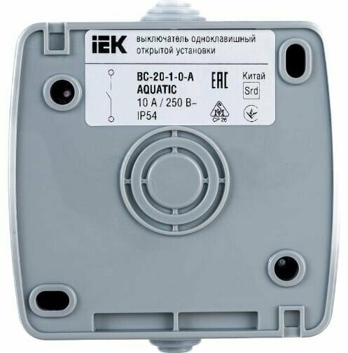 Выключатель одноклавишный накладной IEK Aquatic ВС-20-1-0-А, IP54, 10 А, белый - фото №3