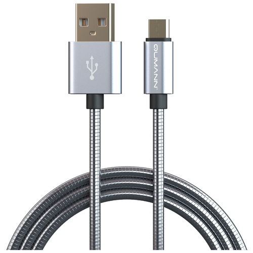 Кабель Qumann USB2.0 - micro-USB, серебристый кабель qumann usb micro usb черный