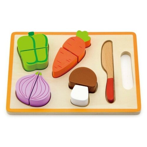 Набор продуктов с посудой Viga 50979 разноцветный деревянные игрушечные овощи игровой набор овощи