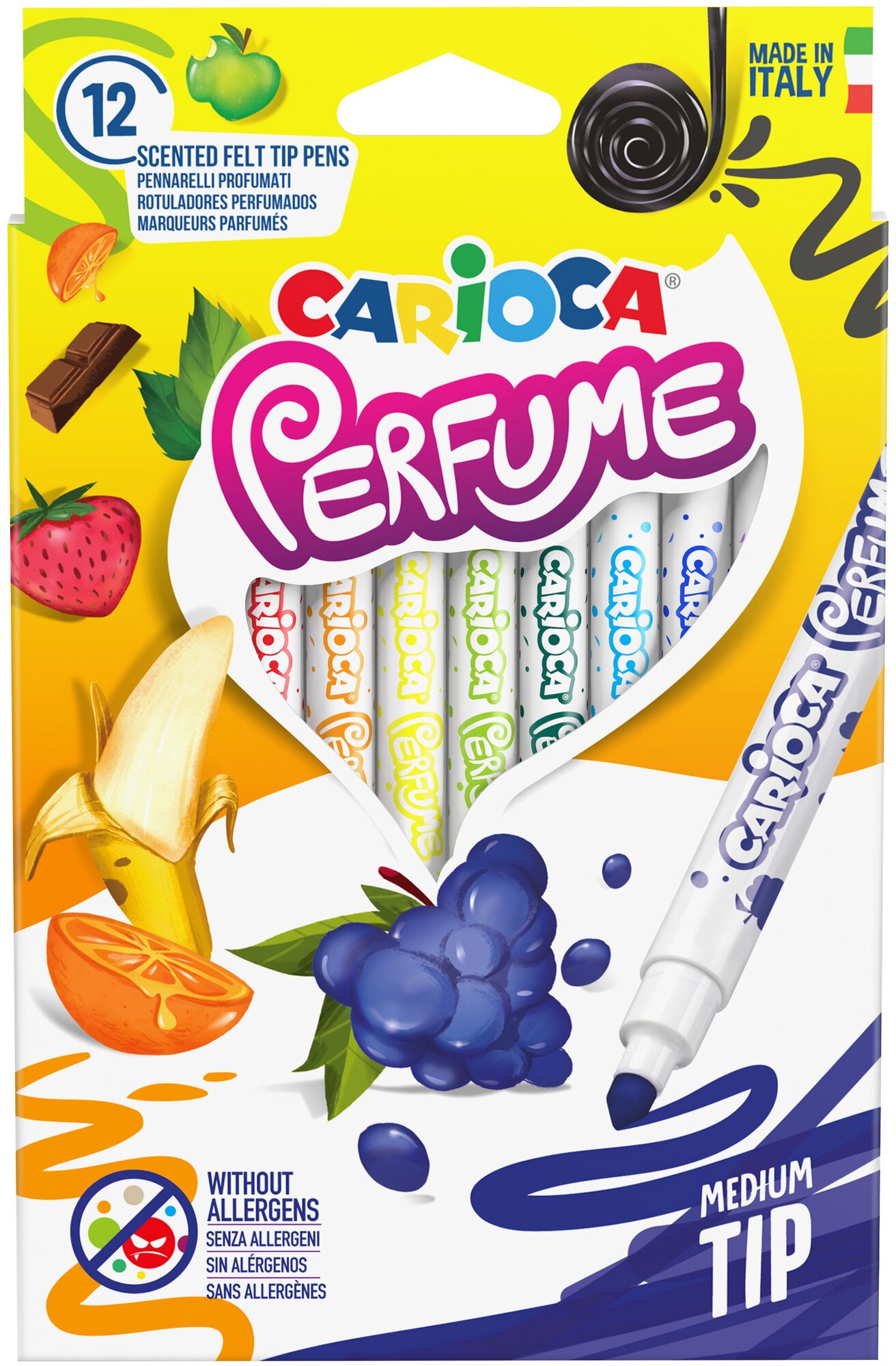 Фломастеры Carioca ароматизированные "Perfume Xplosion", 12 цветов, смываемые (42672)