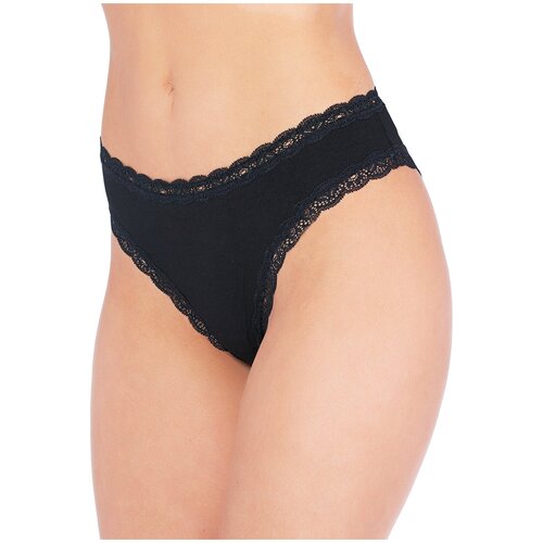 фото Sisi трусы слипы низкой посадки с кружевной тесьмой, размер l(48), nero