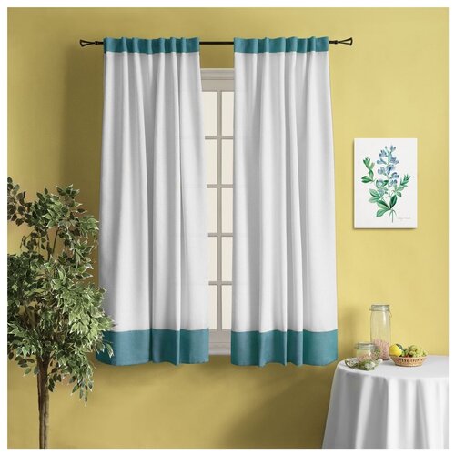 фото Комплект штор pasionaria "атлантус бирюзовый" на шторной ленте с 2 подхватами, 135х175 см - 2 шт.