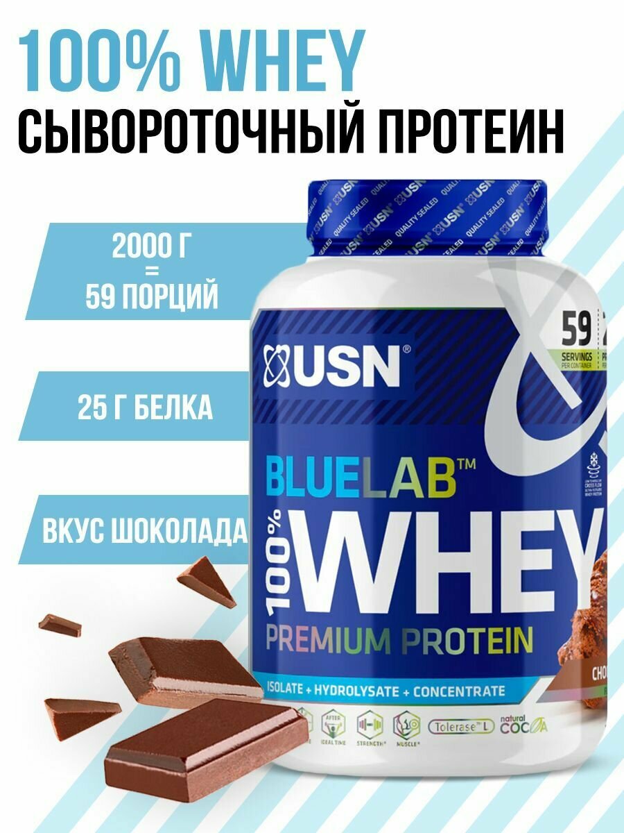 USN BLUELAB 100% WHEY PREMIUM PROTEIN Шоколад, 2 кг