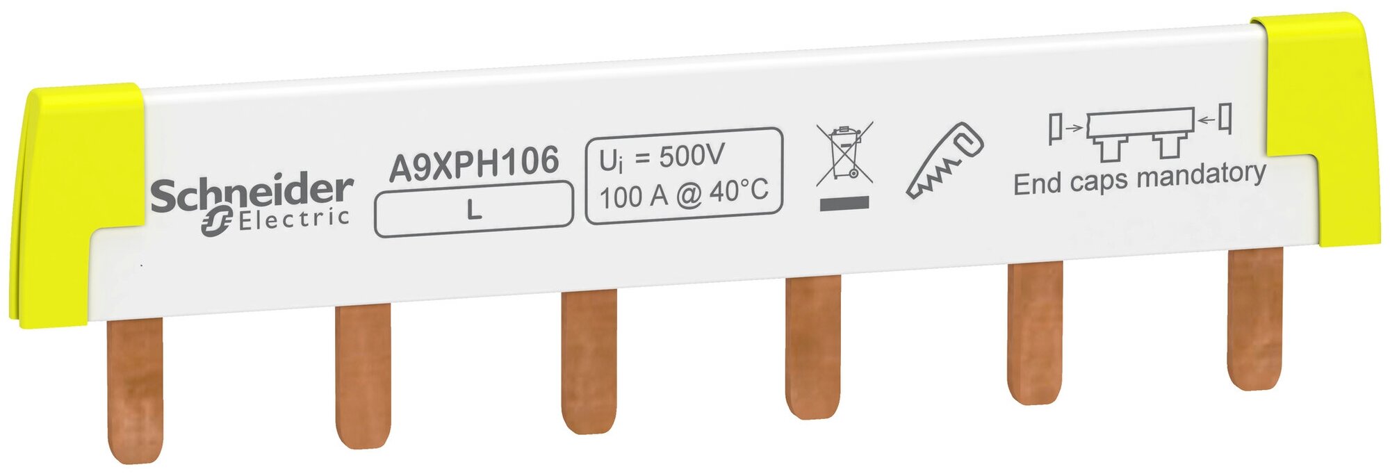 Шинка гребенчатая 1П (L1…) 6 МОД.18ММ 100А разрезаемая A9XPH106