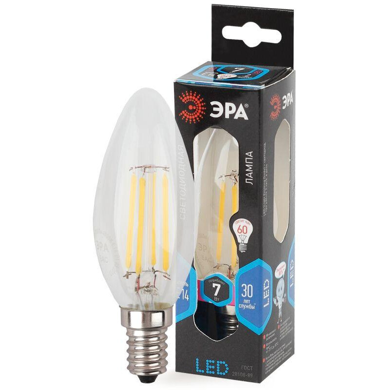 Лампа светодиодная F-LED B35-7w-840-E14, ЭРА Б0027943 (1 шт.)