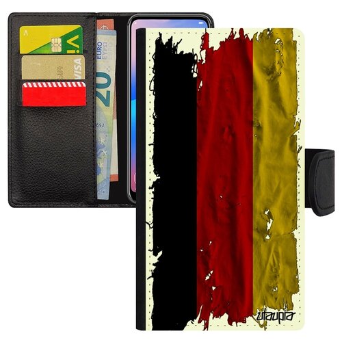 фото Чехол книжка на телефон apple iphone xr, "флаг германии на ткани" патриот государственный utaupia