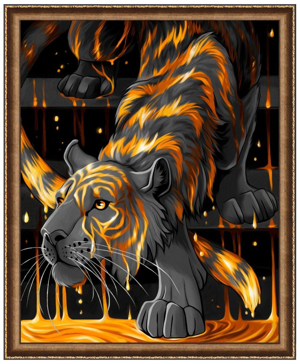 Картина стразами «Тигр в золоте» (АЖ-1746)