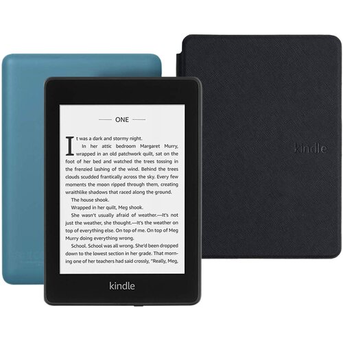 Электронная книга Amazon Kindle PaperWhite 2018 8Gb Twilight Blue Ad-Supported с обложкой ReaderONE Black
