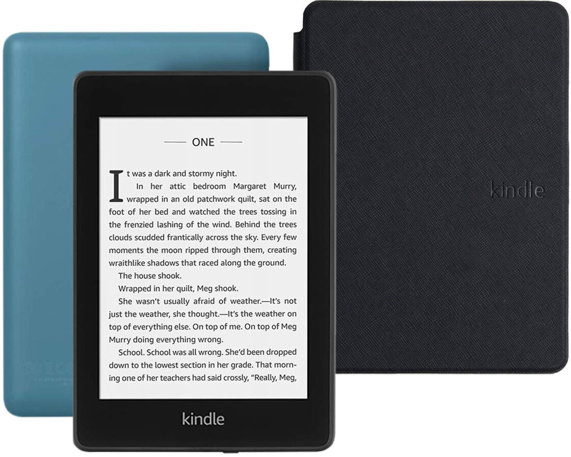 Электронная книга Amazon Kindle PaperWhite 2018 8Gb Twilight Blue Ad-Supported с обложкой ReaderONE Black