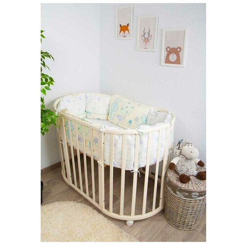 фото Сонный гномик бортики-подушки акварель бирюзовый