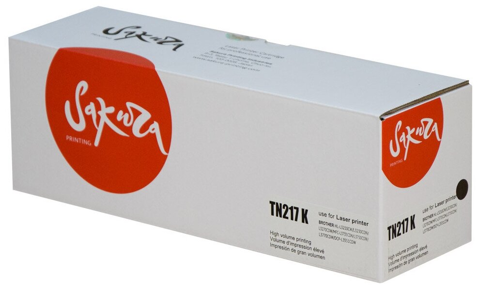 Картридж Sakura Printing SAKURA TN217BK для Brother DCP-L3550CDW/ DCP-L3550/ HL-L3230CDW/ HL-L3230/ MFC-L3770CDW/ MFC-L3770, черный, 3000 к.