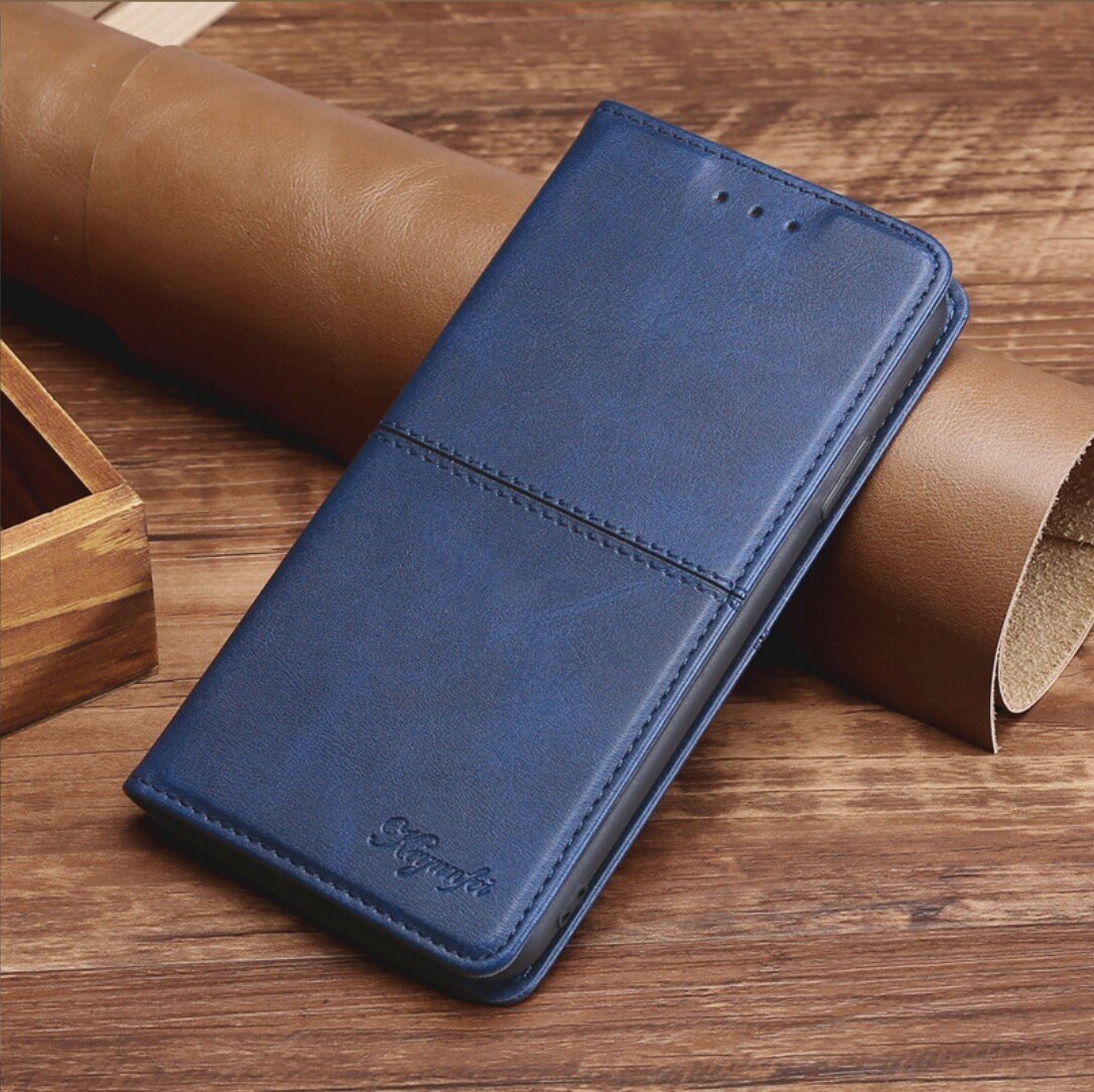 Чехол-книжка MyPads для Samsung Galaxy Note 10 Lite / Note10 Lite SM-N770F из импортной эко-кожи прошитый элегантной прострочкой Ретро синий