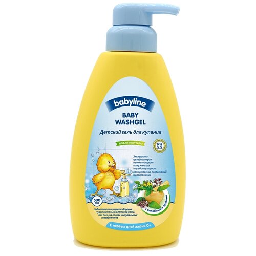 Гель BABYLINE С целебными травами для детей с первых дней жизни, с дозатором 250мл