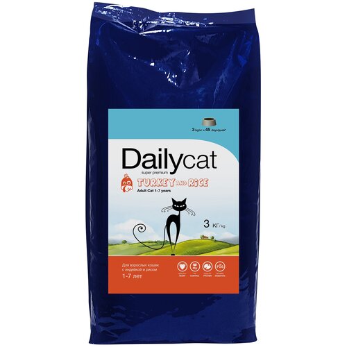 Сухой корм для кошек DailyCat с индейкой, с рисом 2 шт. х 400 г