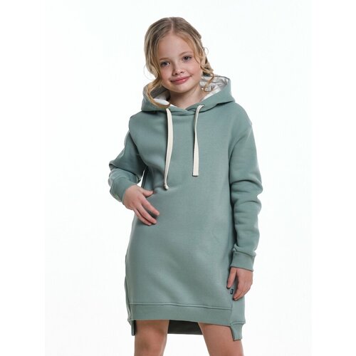фото Платье-толстовка mini maxi, футер, хлопок, трикотаж, однотонное, размер 146, фиолетовый