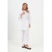 Рубашка  Luisa Moretti, классический стиль, свободный силуэт, длинный рукав, трикотажная, капюшон, однотонная, размер 44/46, белый
