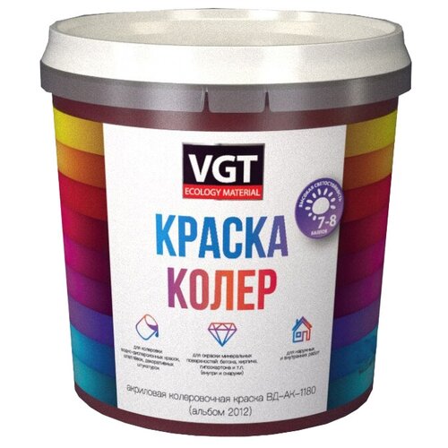 Колеровочная краска VGT ВД-АК-1180, зеленый, 0.25 кг