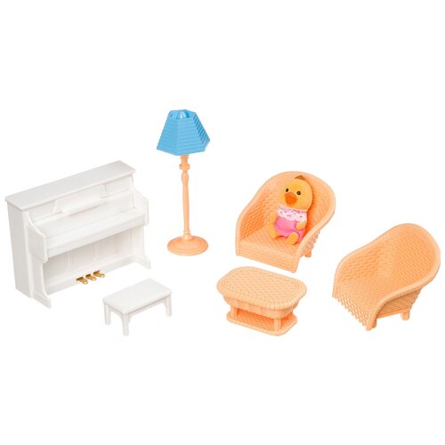 Игровой набор Happy Family с фигуркой зверюшки, комната,13,7х9,2х5,5 см арт.012-09B