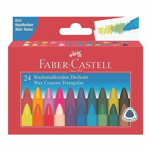 Faber-Castell Восковые карандаши Triangular, 24 цвета мелки восковые 12 цветов faber castell triangular трёхгранные 2 шт