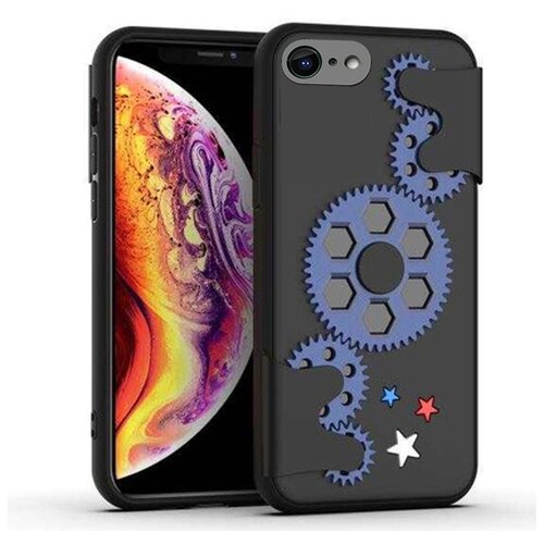 фото Чехол силиконовый для iphone se 2020 / 7 / 8 spinner series (антистресс) черный с синим grand price