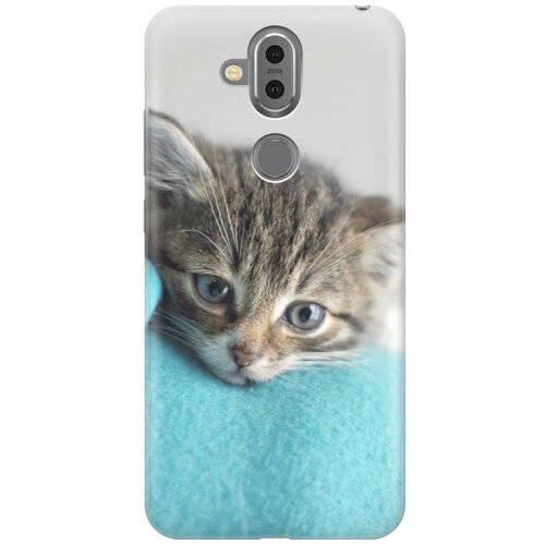 фото Cиликоновый чехол на nokia 8.1 / нокиа 8.1 с принтом "котенок на пледе" gosso