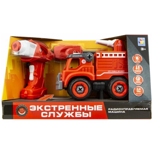 1 TOY Экстренные службы Т16963 Пожарный грузовик, красный машинка 1toy сити сервис грузовик на радиоуправлении 1 64 свет