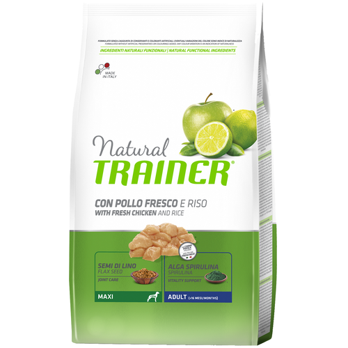 Корм Trainer Natural Dog Maxi Adult Fresh Chicken & Rice для собак крупных пород, с курицей и рисом, 3 кг