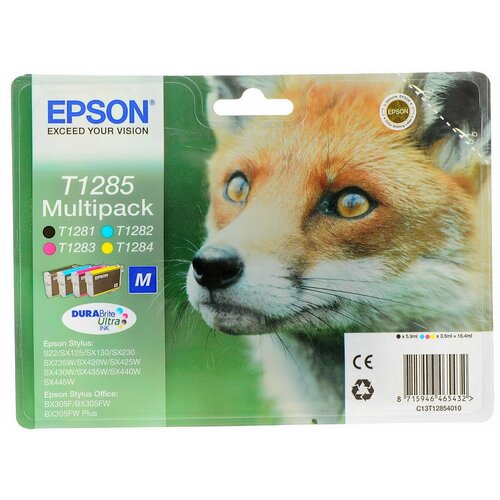 Epson C13T12854010, 215 стр, многоцветный комплект струйных картриджей easyprint ie t1285 set c13t12814011 t1281 stylus s22 sx125 sx130 для epson черный голубой пурпурный желтый