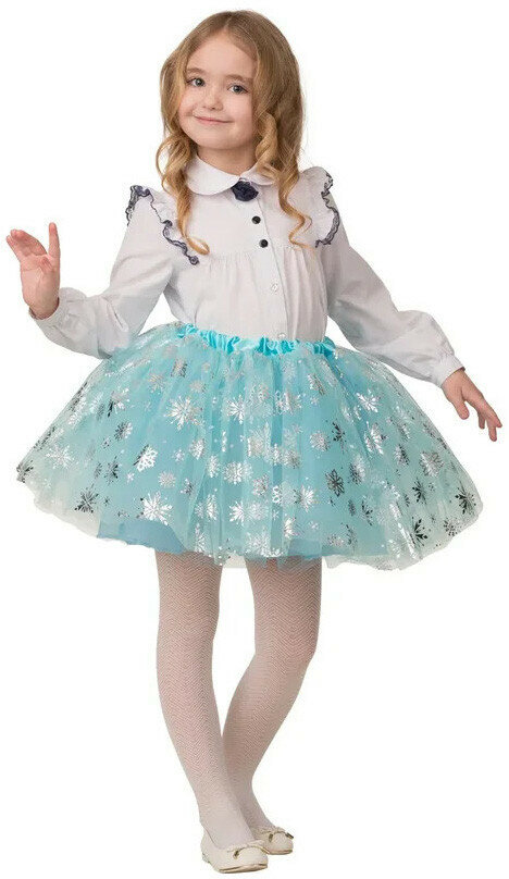 Детская голубая юбка со снежинками Sneja-18