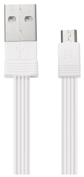 Кабель USB - MicroUSB Remax RC-062m (плоский, комплект 1 м. и 160 мм.) Белый