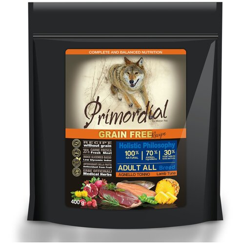 Корм Primordial Adult All Breed Ягненок, тунец 400 гр