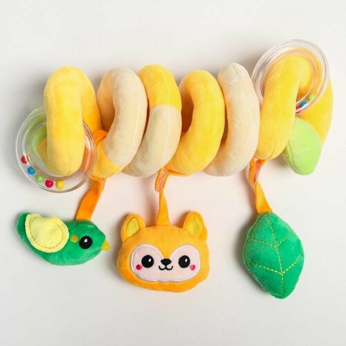 Растяжка - спираль мягкая с погремушкой на кроваткуколяску Лесные зверята р-р 24-86 2730₽