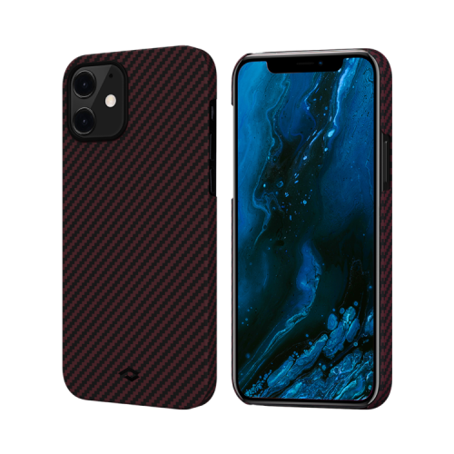 фото Чехол pitaka magez case для iphone 12 mini 5.4", черно-красный, кевлар (арамид)