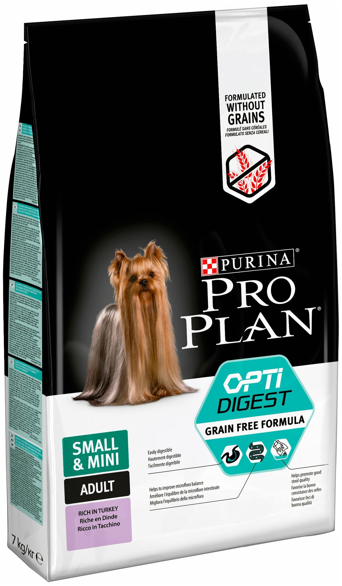 PRO PLAN ADULT DOG OPTIDIGEST GRAIN-FREE SMALL & MINI беззерновой для взрослых собак маленьких пород с чувствительным пищеварением с индейкой (7 + 7 кг)