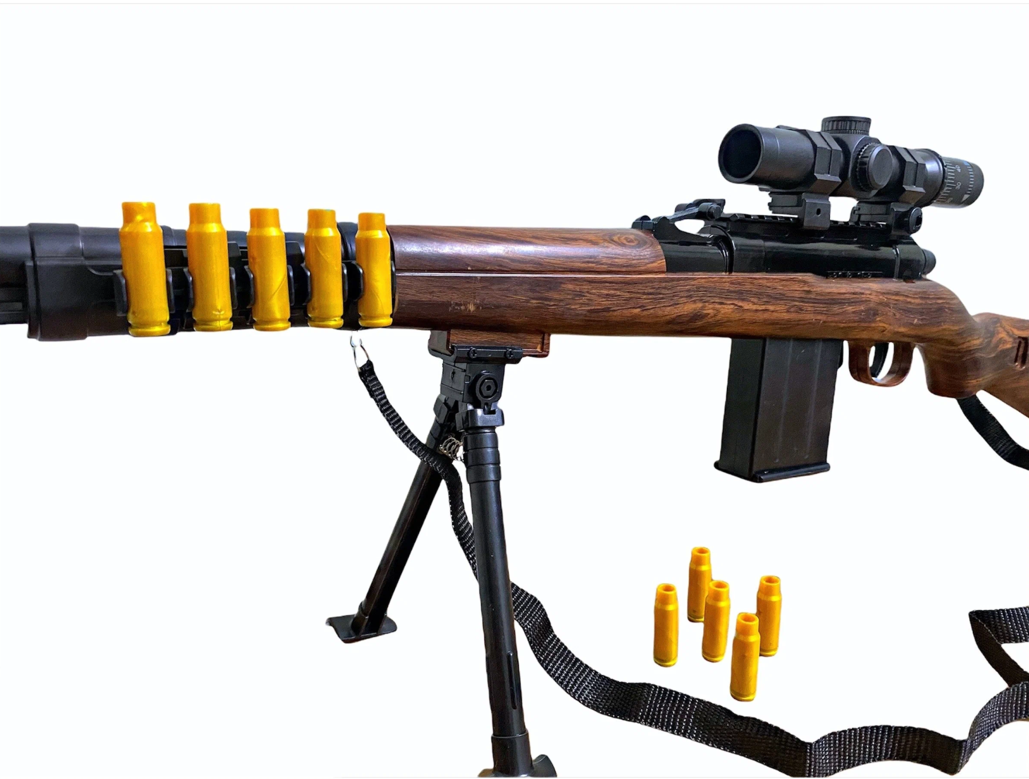 Детская снайперская винтовка Маузер KAR-98К 110 см с вылетом гильз (два вида пулек, оптический прицел, гильзы, очки)