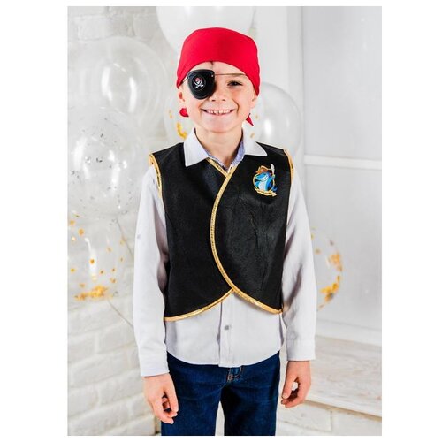 фото Карнавальный костюм "морской разбойник", жилетка, наглазник, термонаклейка, бандана страна карнавалия