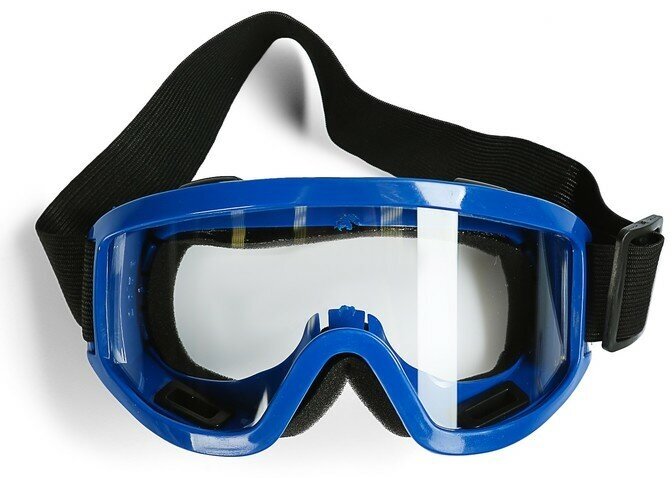 Очки-маска для езды на мототехнике КНР стекло прозрачное цвет синий (3734825)