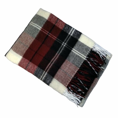 Плед Эльф шерсть белый/терракот/коричневый белый, коричневый, размер 1.5, спальный