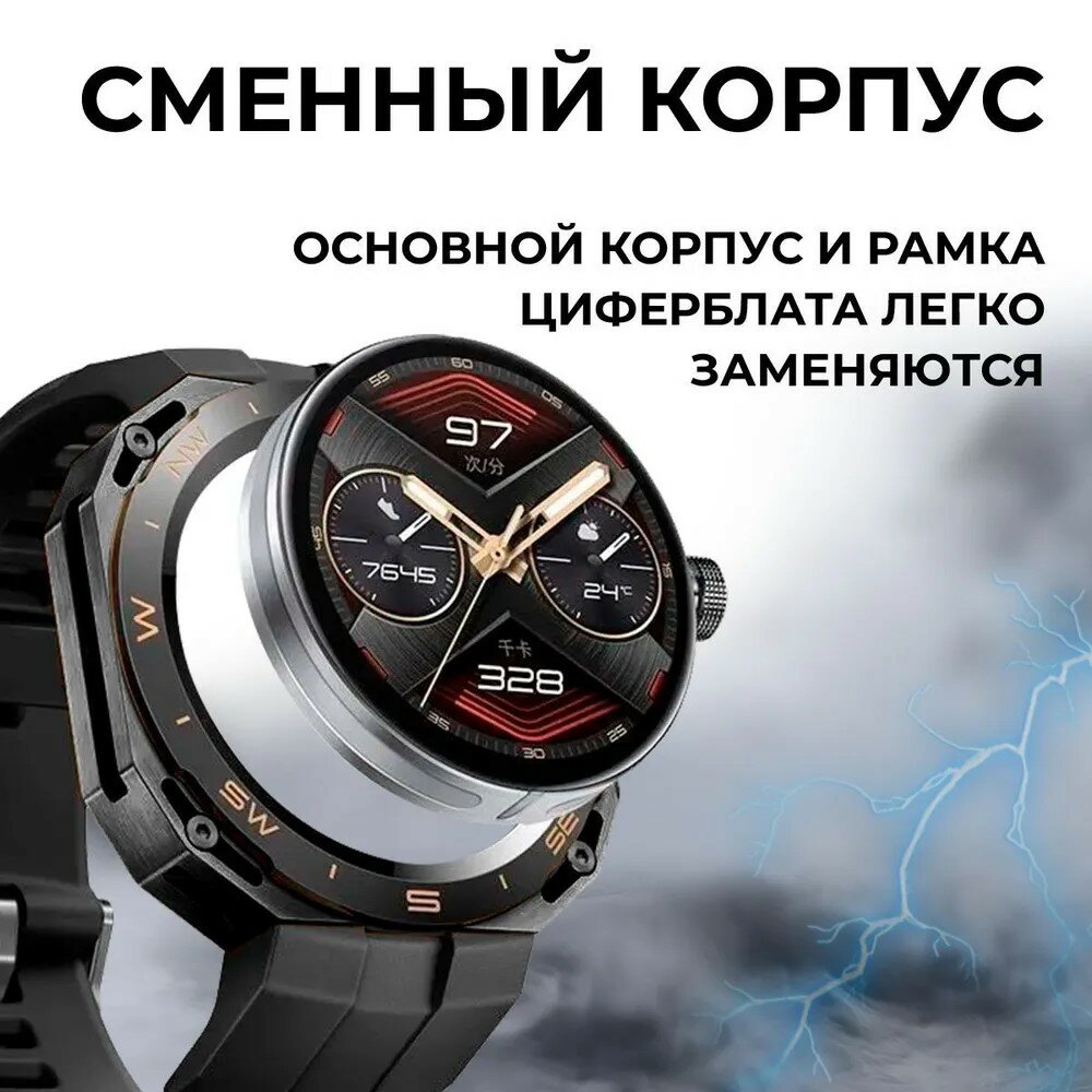 Умные часы мужские, умные часы спортивные круглые, умные часы для телефона, GPS, bluetooth, сенсорный экран, черный — фото 8
