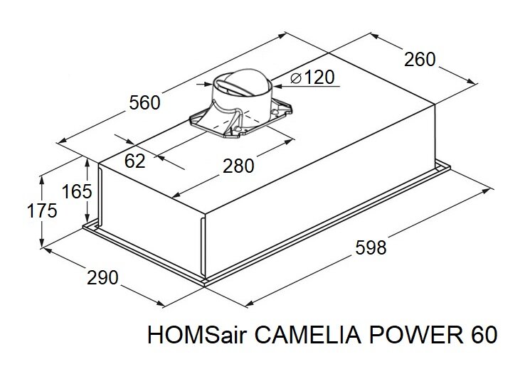Встраиваемая вытяжка Homsair CAMELIA POWER 60 нержавеющая сталь