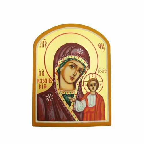Икона Божья Матерь Казанская рукописная арка 5 на 6,5 см, арт ИРГ-257
