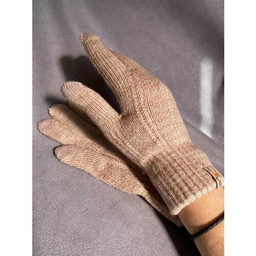 фото Перчатки kim lin, демисезон/зима, шерсть, вязаные, сенсорные, размер 7, бежевый