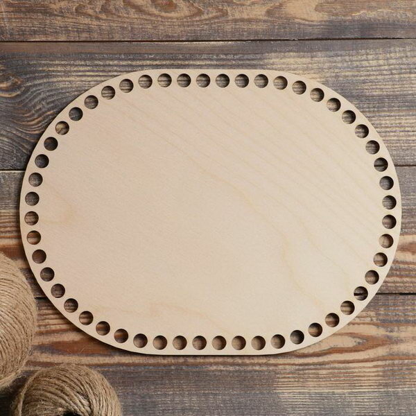 фото Заготовка для вязания "Овал параллельный", донышко фанера 3 мм, 28x21 см, d=10мм